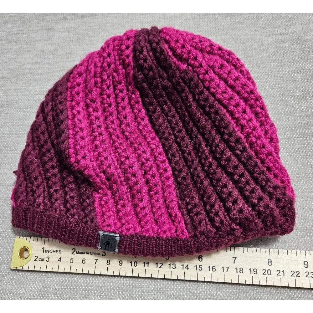 Smartwool Merino Wool Blend Striped Beanie Pink‎ Purple SC352 Lined Knit Hat
